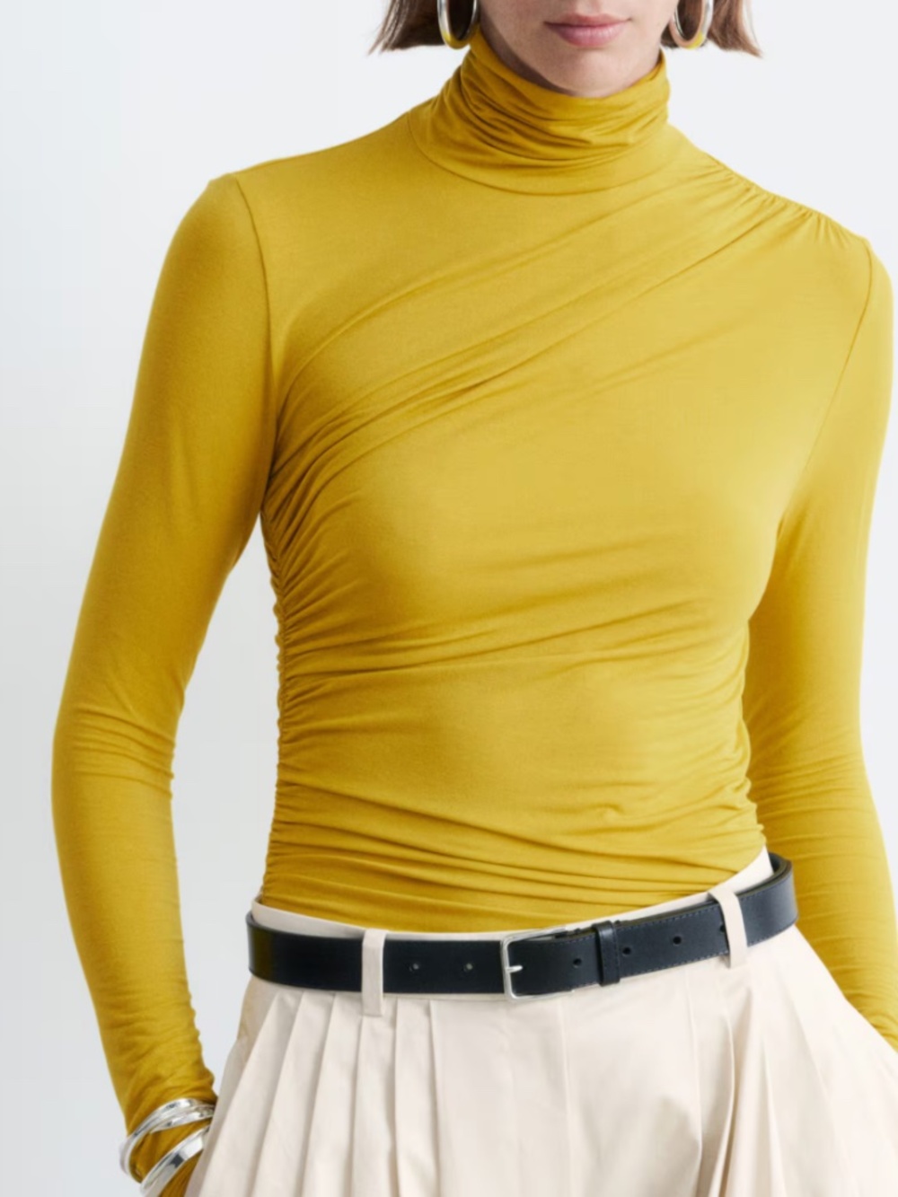 Draped Turtleneck Top